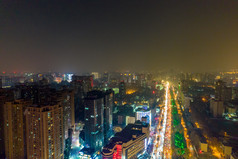西安城市夜景灯光交通航拍摄影图
