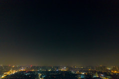 西安城市夜景灯光钟楼航拍摄影图