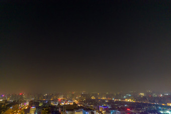 西安城市夜景灯光钟楼航拍摄影图