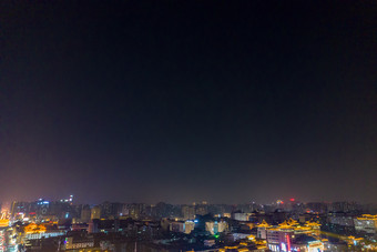 西安鼓楼夜景灯光航拍摄影图