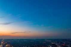 西安晚霞夜幕降临夜景灯光航拍摄影图