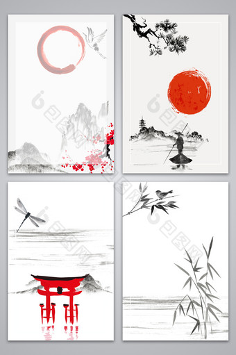 文艺水墨中国风广告设计背景图图片
