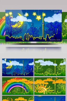 儿童情景剧动画类舞台演出背景
