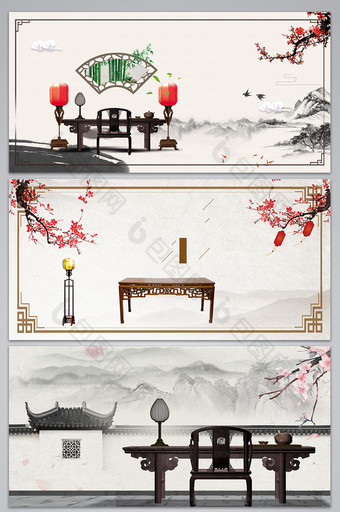 中国风家居海报背景图图片