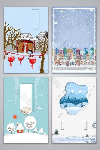 冬季雪景海报设计背景图图片