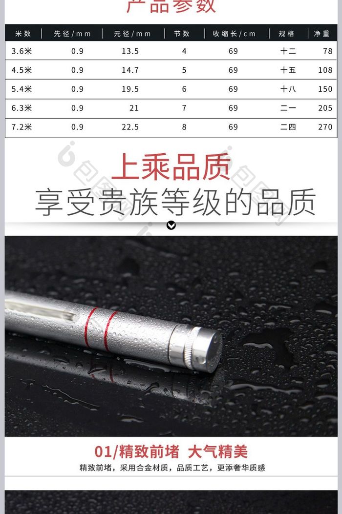 高端大气简约户外用品渔具详情页