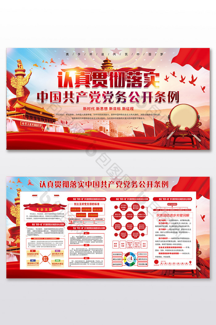 贯彻落实中国共产党党务公开条例套系展板