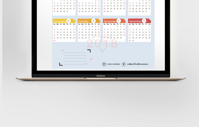 商业清新2018日历Excel模板