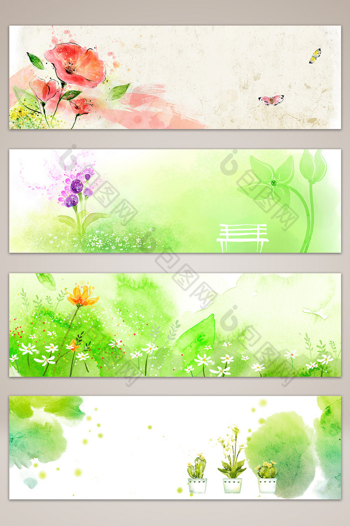 手绘水彩春天banner海报 背景下载 包图网 手绘水彩春天banner海报 背景下载 包图网