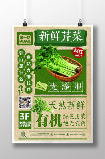 有机芹菜创意美食宣传海报图片