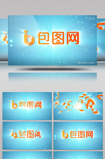 科技感模块碎片汇聚合成LOGO片头模板图片