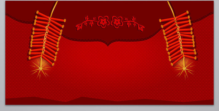 矢量中国风红红火火过大年展板海报背景图