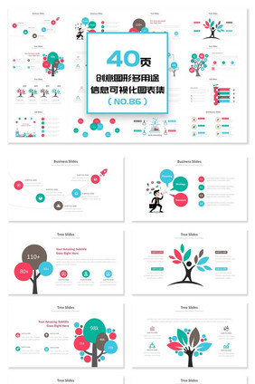 40页幻彩创意图形信息可视化PPT图表