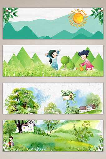 环保旅行春季banner海报背景图片