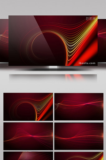 喜庆时尚科技红色动感线条波纹背景视频合集图片
