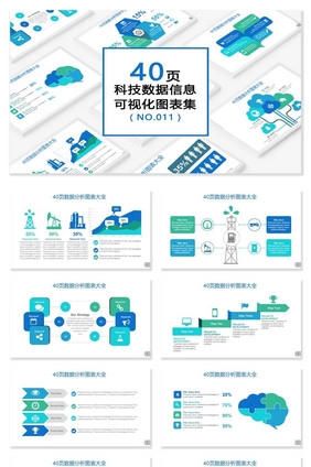 40页科技数据信息可视化PPT图表