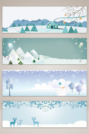 冬季蓝色滑雪雪山Banner海报背景图片