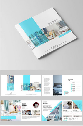 蓝色简约商务风整套房地产画册设计