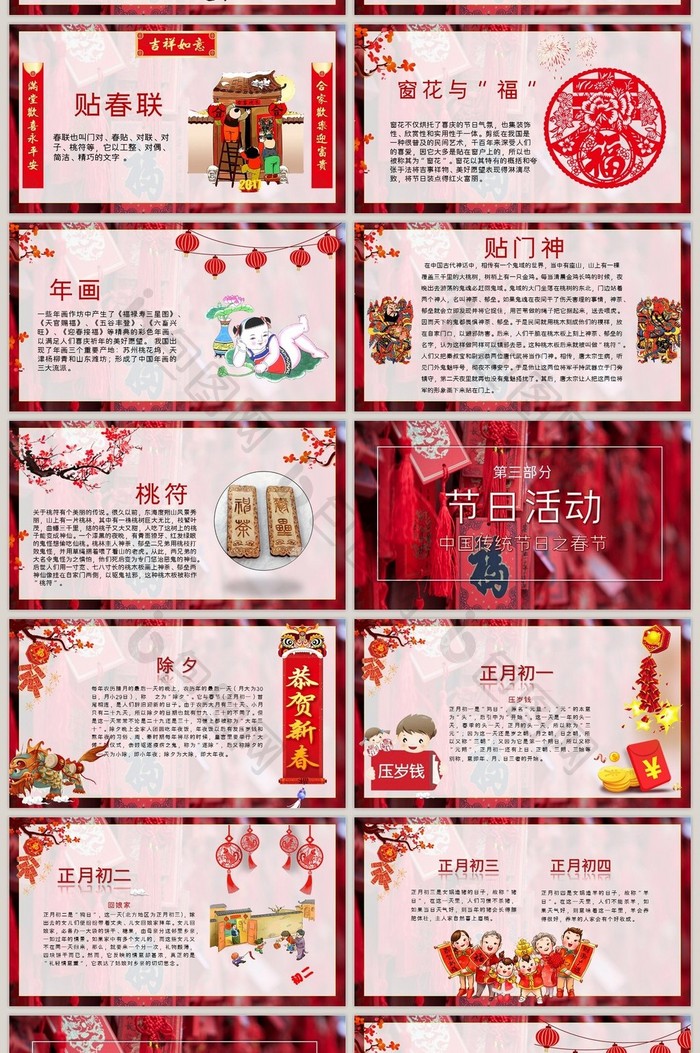 创意新年春节传统习俗文化介绍PPT模板