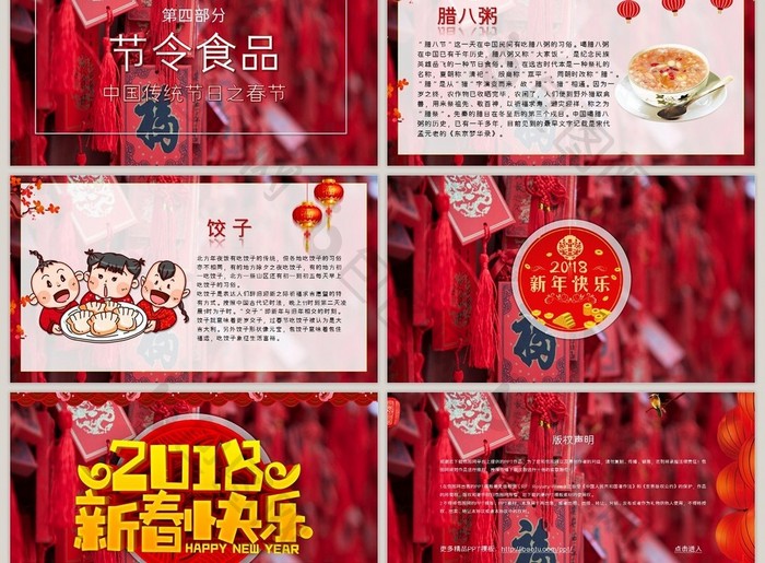 创意新年春节传统习俗文化介绍PPT模板