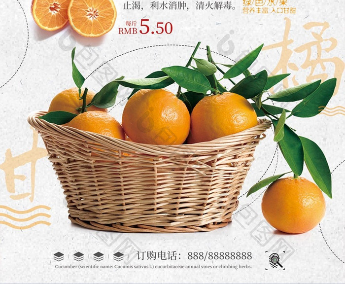 简洁风格柑橘促销打折海报