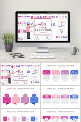 40页并列关系信息可视化PPT图表