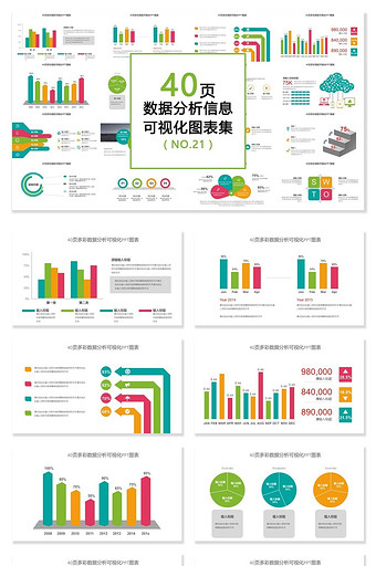 40页数据统计PPT可视化PPT图表图片