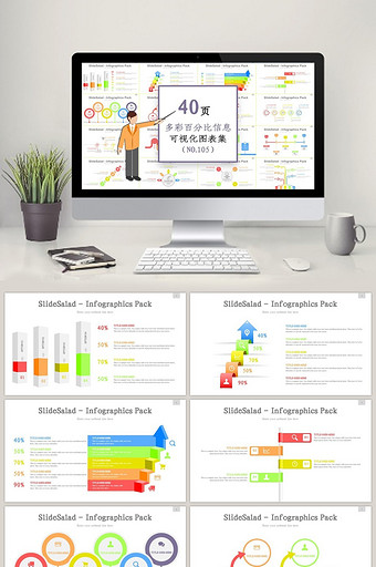 40页多彩百分百信息可视化PPT图表图片