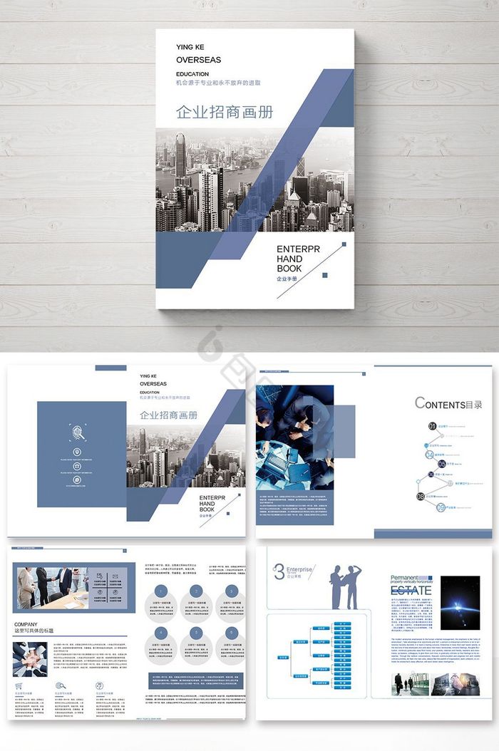 蓝白现代企业画册图片