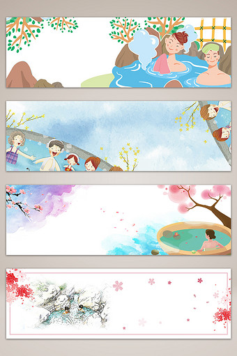 冬季温泉旅行banner海报背景图片