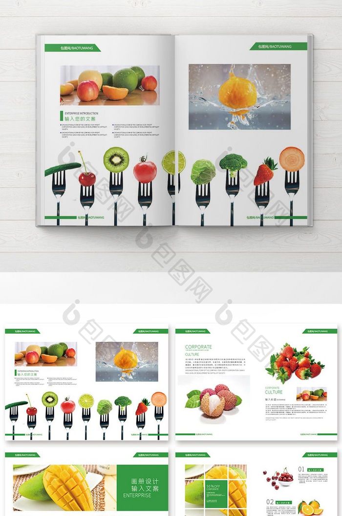 2018绿色水果食品整套画册设计