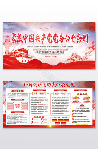 大气党建中国共产党党务公开条例套系展板图片