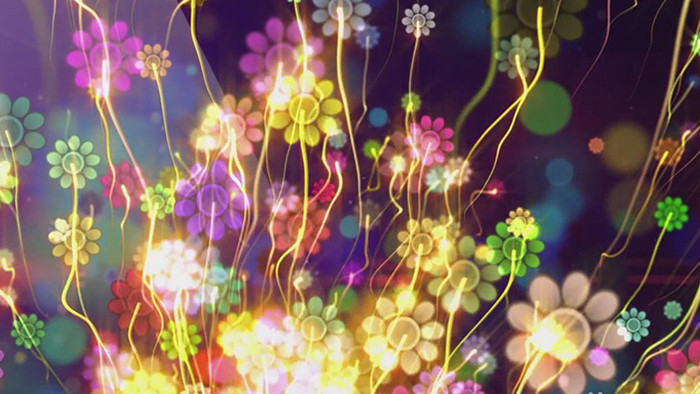 创意奇幻花朵游动光效线条缤纷美丽背景视频