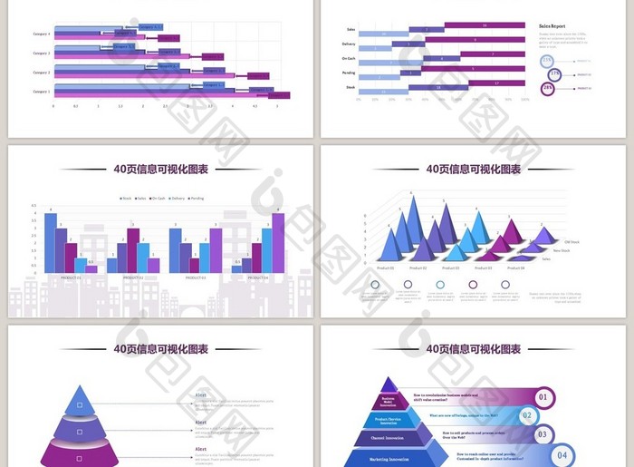 40页对比关系信息可视化ppt图表