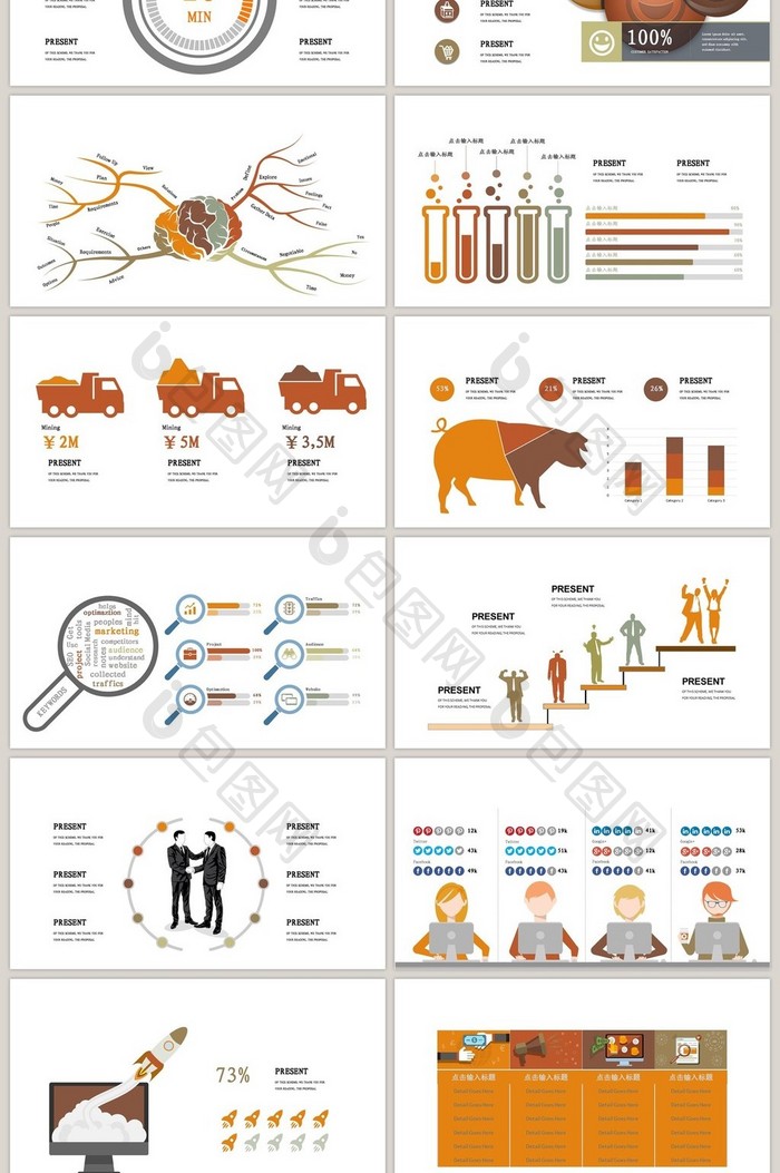 40页创意可视化图表集PPT模板
