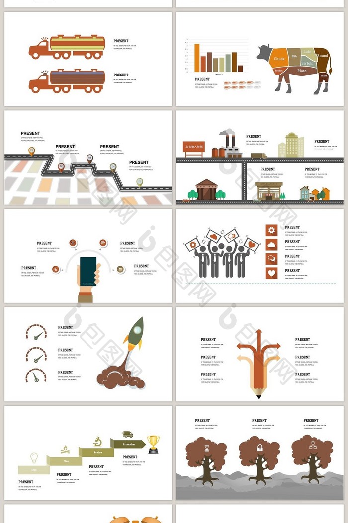 40页创意可视化图表集PPT模板