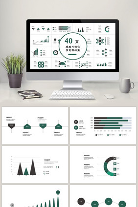40页质感可视化图表集PPT模板