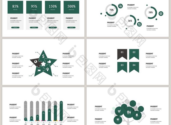 40页质感可视化图表集PPT模板