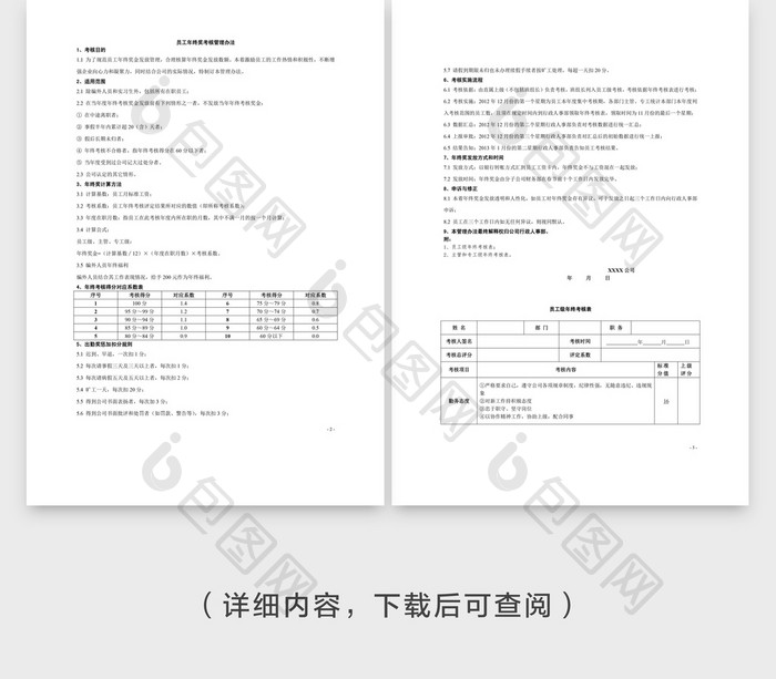 最新员工年终奖考核管理办法Word文档模板