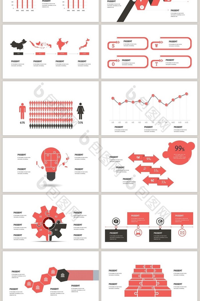 40页可视化图表集PPT模板