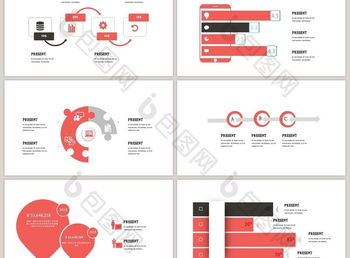 40页可视化图表集PPT模板