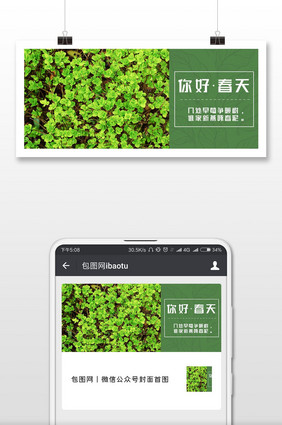 绿色主调你好春天微信公众号首图