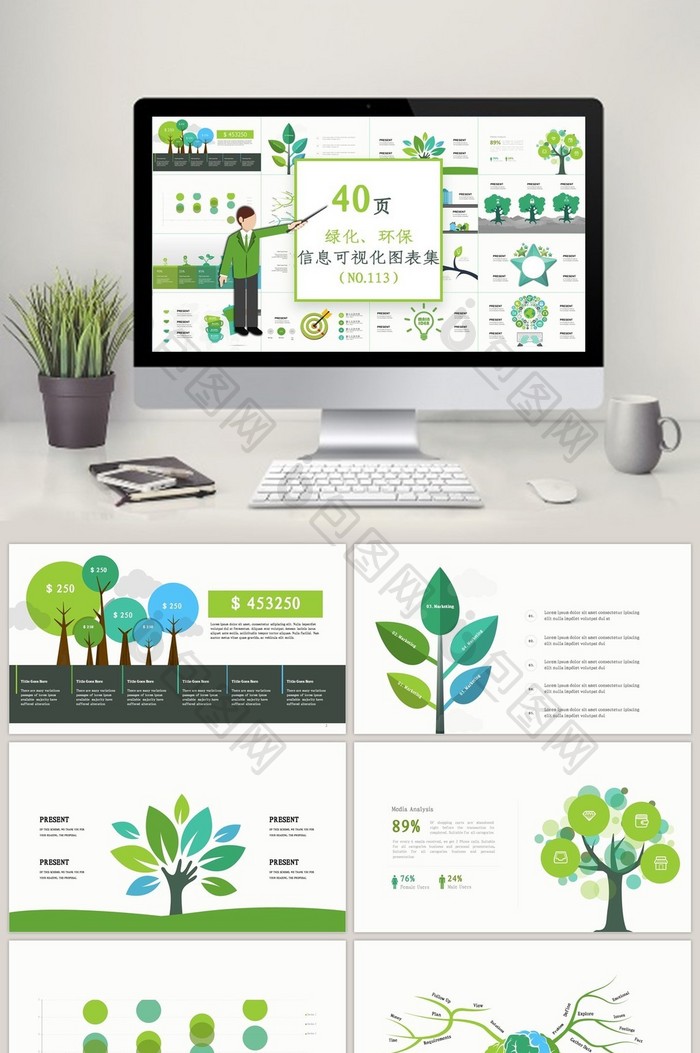 40页绿化环保信息可视化PPT图表图片图片