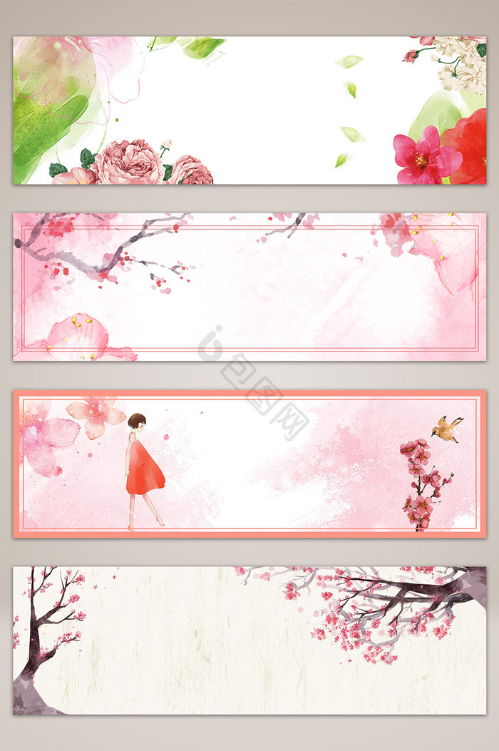 纹理花卉banner海报图片