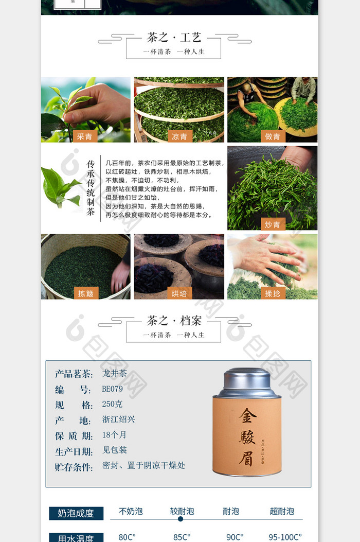 清新绿色新茶详情页