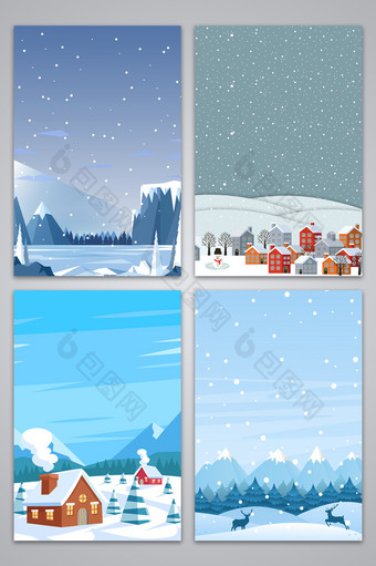 简约卡通冬季东北旅游背景图图片