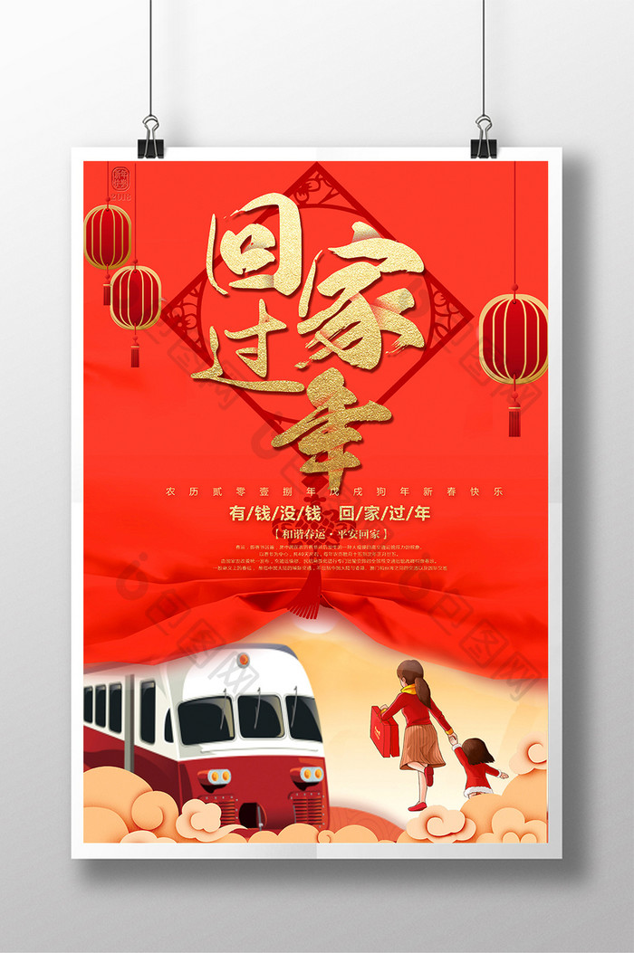中国风回家过年春运公益海报