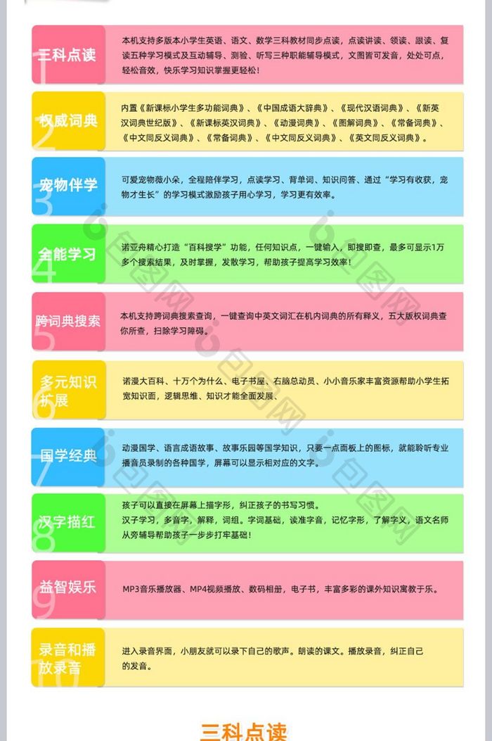 简约学生家教机点读机数码产品详情页模板