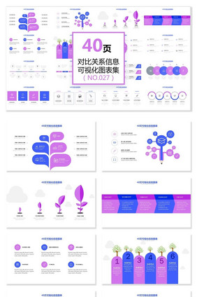 40页简约图形信息可视化PPT图表