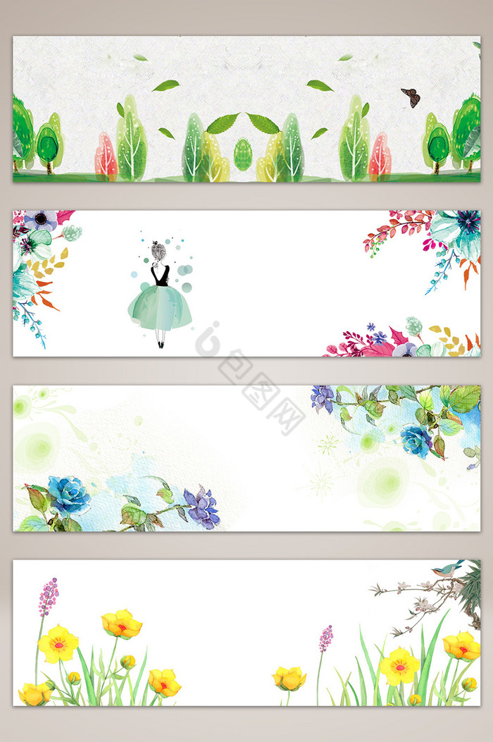 春季出游花卉banner海报图片